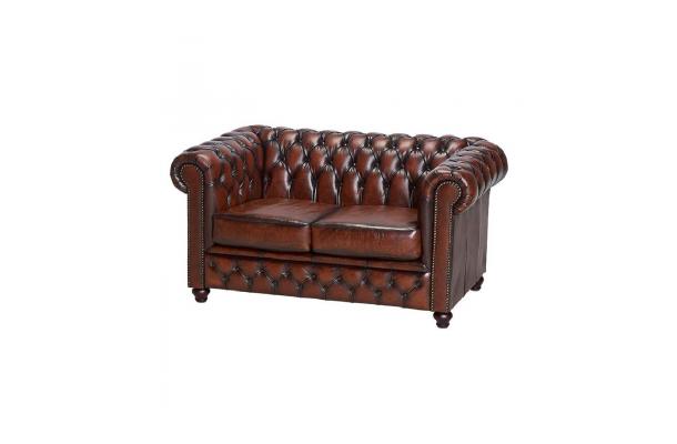 Zetel Chesterfield 2-zit bruin leder Zetel Chesterfield 2-zit bruin leder