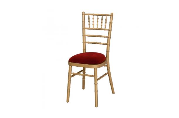 Stoel Napoleon goud + kussen rood