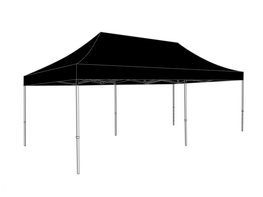 Vouwtent 4x8m zwart (zonder zijwanden)