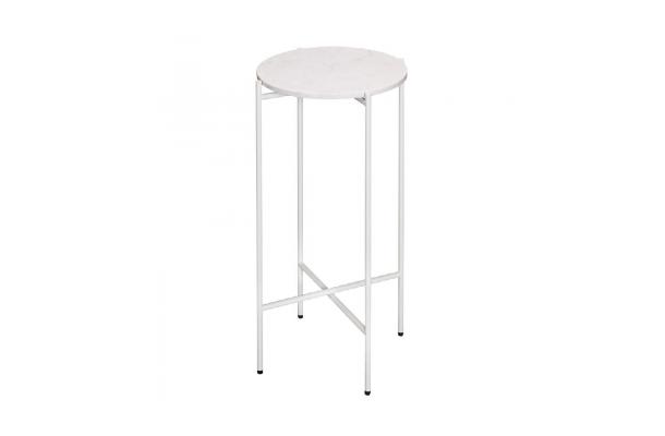 Statafel Ruby rond wit + wit marmer