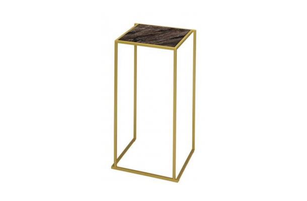 Statafel Open Cube 50 goud + blad omkeerbaar wit/zwart marmer Statafel Open Cube 50 goud + blad omkeerbaar wit/zwart marmer