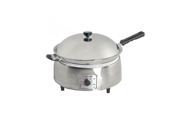 Wok inductie + pan 36cm inox model 220V (rond model)