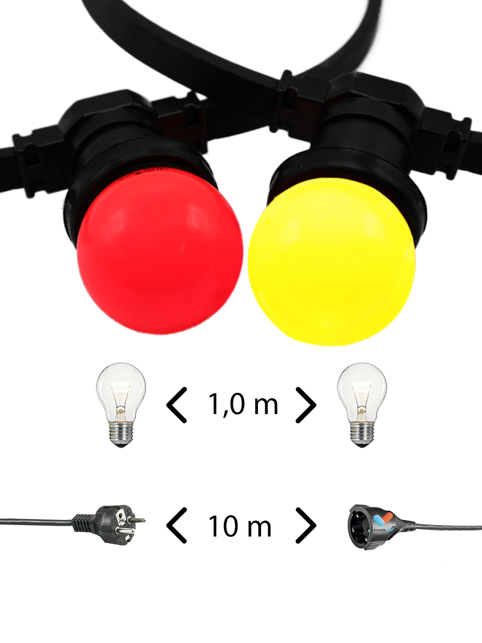 Lichtslinger 10m - 10 rood-gele lampen
