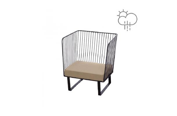 Zetel Stella 1-zit zwart + zitkussen zand Zetel Stella 1-zit zwart + zitkussen zand