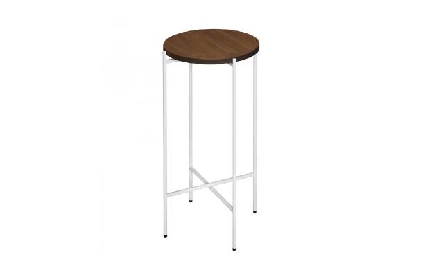 Statafel Ruby rond wit + walnoot Statafel Ruby rond wit + walnoot