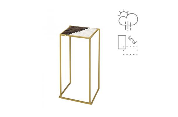 Statafel Open Cube 50 goud + blad omkeerbaar wit/zwart marmer Statafel Open Cube 50 goud + blad omkeerbaar wit/zwart marmer