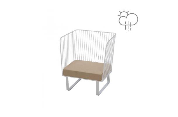 Zetel Stella 1-zit wit + zitkussen zand