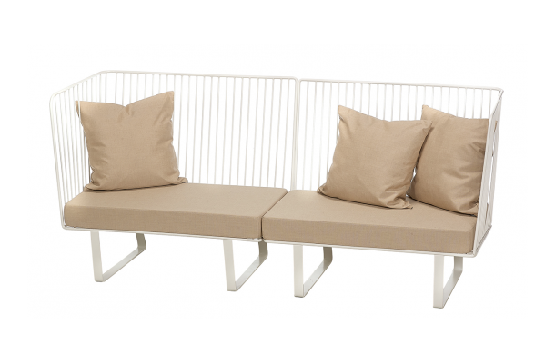 Zetel Stella 3-zit wit + zitkussen zand Zetel Stella 3-zit wit + zitkussen zand