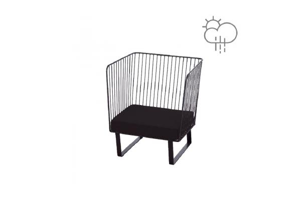 Zetel Stella 1-zit zwart + zitkussen zwart