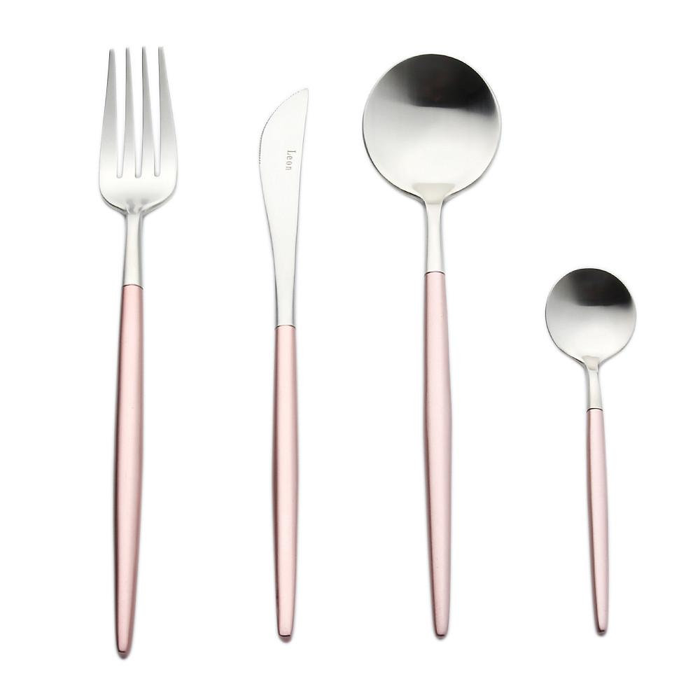 Bestek roze & zilver vork hoofdgerecht Bestek roze & zilver vork hoofdgerecht