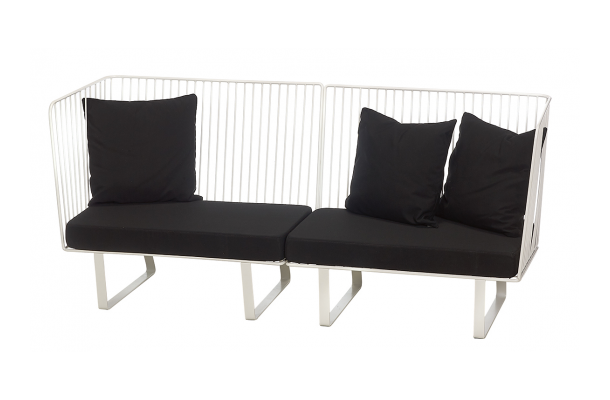 Zetel Stella 3-zit wit + zitkussen zwart Zetel Stella 3-zit wit + zitkussen zwart