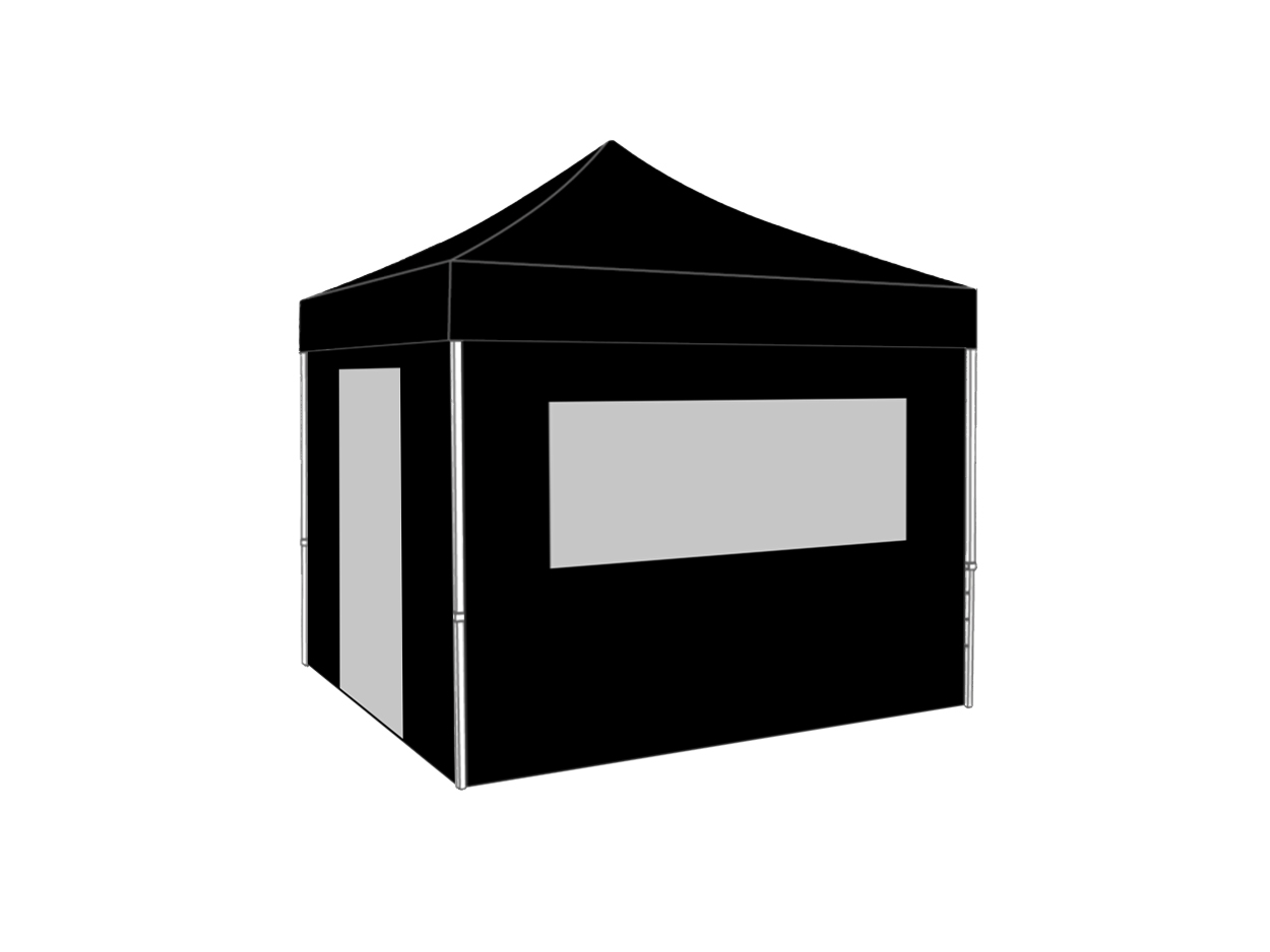 Vouwtent 3x3m zwart incl. zijwanden