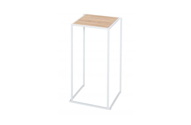 Statafel Open Cube 50 wit + blad omkeerbaar wit/eik Statafel Open Cube 50 wit + blad omkeerbaar wit/eik